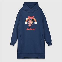Женское худи-платье Hail Satan, цвет: тёмно-синий