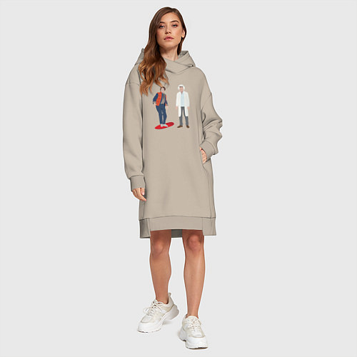 Женская толстовка-платье Назад в будущее делориан 2022 / Миндальный – фото 4