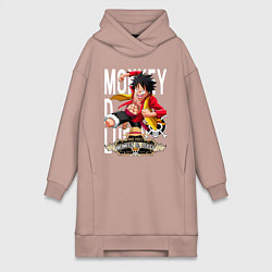 Женское худи-платье One Piece Monkey Большой Куш Манки, цвет: пыльно-розовый