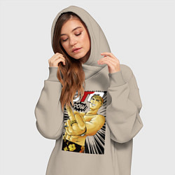 Женское худи-платье Onizuka fuck pow, цвет: миндальный — фото 2