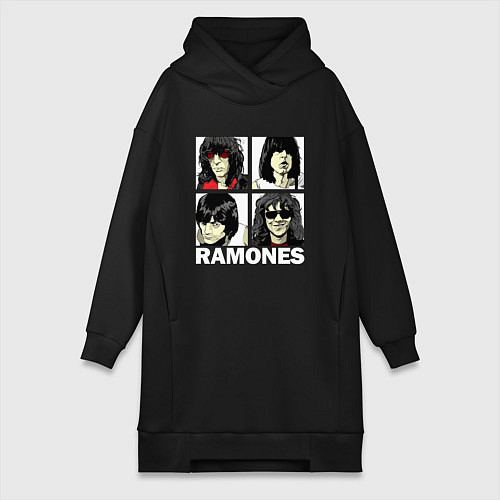 Женская толстовка-платье Ramones, Рамонес Портреты / Черный – фото 1