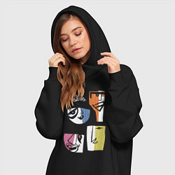 Женское худи-платье The Beatles, Портреты, цвет: черный — фото 2