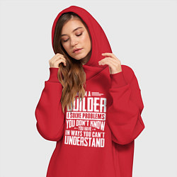 Женское худи-платье Я строитель Я решаю проблемы, о которых вы не подо, цвет: красный — фото 2