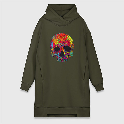 Женская толстовка-платье Cool color skull / Хаки – фото 1