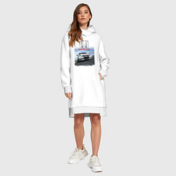 Женское худи-платье Honda Motorsport Racing team, цвет: белый — фото 2