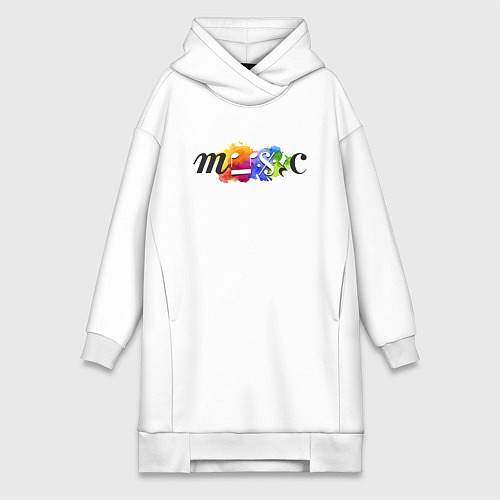 Женская толстовка-платье Music Цветная Портрет / Белый – фото 1