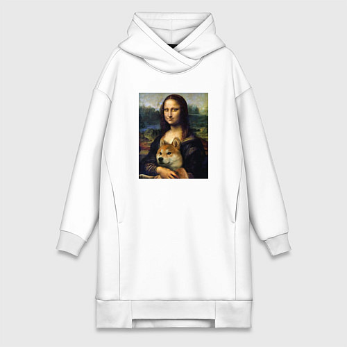 Женская толстовка-платье Shiba Inu Mona Lisa / Белый – фото 1