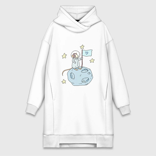 Женская толстовка-платье Мышь-космонавт / Белый – фото 1