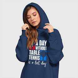Женское худи-платье День без настольного тенниса - потерянный день, цвет: тёмно-синий — фото 2