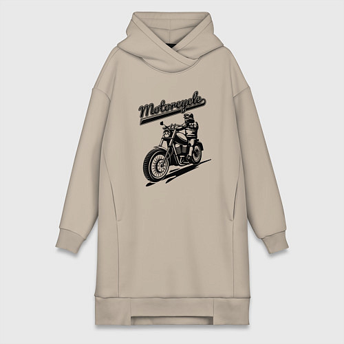 Женская толстовка-платье Motorcycle Cool rider / Миндальный – фото 1