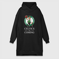 Женское худи-платье Boston Celtics are coming Бостон Селтикс, цвет: черный