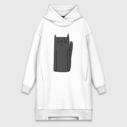 Женская толстовка-платье Черный длинный кот