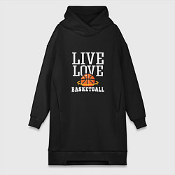 Женское худи-платье Live Love - Basketball, цвет: черный