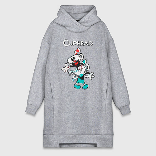 Женская толстовка-платье Cuphead веселые чашечки / Меланж – фото 1
