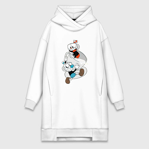 Женская толстовка-платье Чашки Cuphead / Белый – фото 1