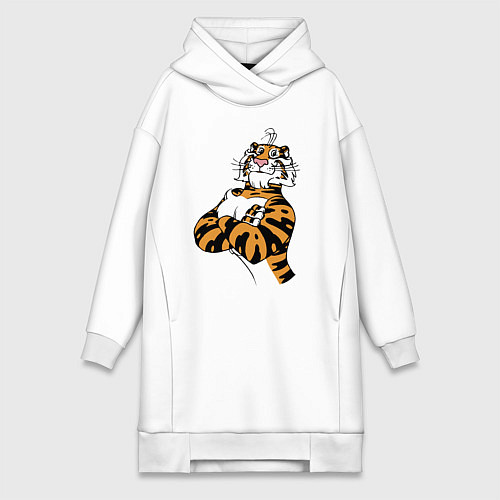 Женская толстовка-платье Cool Tiger Power Muzzle / Белый – фото 1