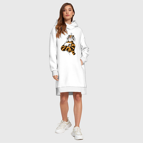 Женская толстовка-платье Cool Tiger Power Muzzle / Белый – фото 4