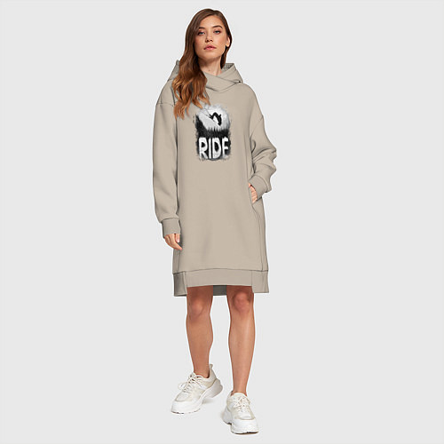 Женская толстовка-платье Лыжи в горах / Миндальный – фото 4