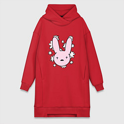 Женское худи-платье Bad Bunny Floral Bunny, цвет: красный