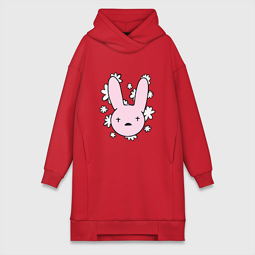 Женская толстовка-платье Bad Bunny Floral Bunny / Красный – фото 1