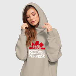 Женское худи-платье RHCP Logo Red Hot Chili Peppers Logo, цвет: миндальный — фото 2