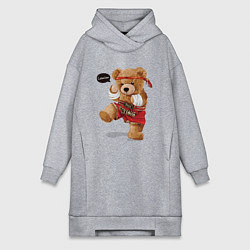 Женское худи-платье МИШКА ТАЙСКИЙ БОКС THAI BOXING MUAY THAI, цвет: меланж