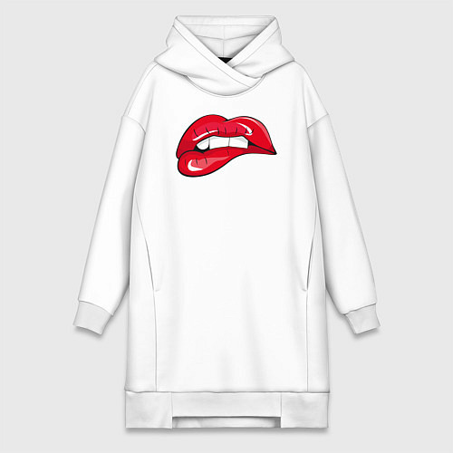 Женская толстовка-платье Red kiss губы / Белый – фото 1