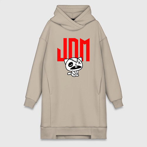Женская толстовка-платье JDM Kitten-Zombie Japan / Миндальный – фото 1