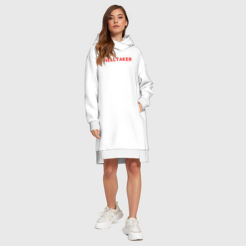 Женская толстовка-платье Helltaker logo / Белый – фото 4