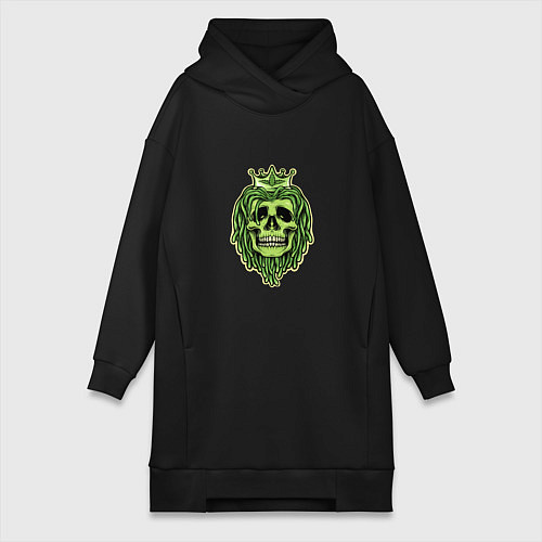 Женская толстовка-платье Green Skull / Черный – фото 1