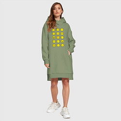 Женское худи-платье Pixel art emoticons 1, цвет: авокадо — фото 2