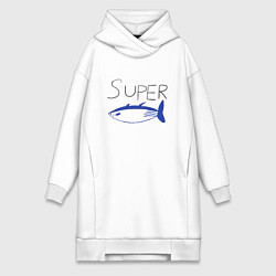 Женское худи-платье Super tuna jin, цвет: белый