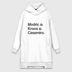 Женское худи-платье Modric, Kroos, Casemiro, цвет: белый