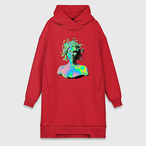 Женская толстовка-платье Gorgon Medusa Vaporwave Neon / Красный – фото 1