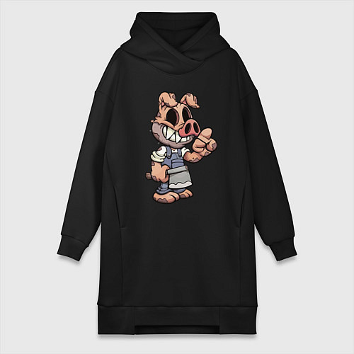 Женская толстовка-платье Мясник кабан Pig Dude / Черный – фото 1