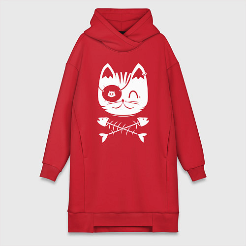 Женская толстовка-платье Голова кота Skull Hype / Красный – фото 1