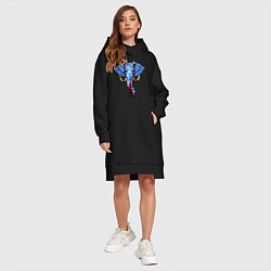 Женское худи-платье Слон с тесаком, цвет: черный — фото 2