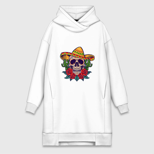 Женская толстовка-платье Skull - Mexico / Белый – фото 1