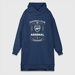 Женское худи-платье Arsenal: Football Club Number 1, цвет: тёмно-синий