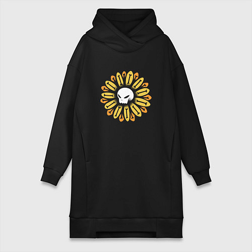 Женская толстовка-платье Череп Подсолнух Sunflower Skull / Черный – фото 1