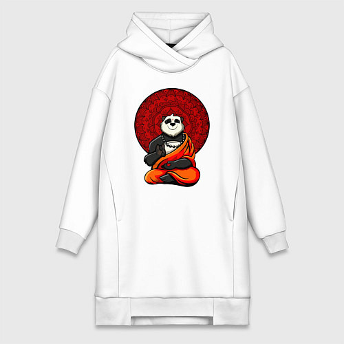 Женская толстовка-платье Медитация панды Дзен / Белый – фото 1