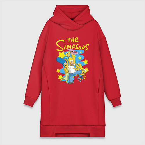Женская толстовка-платье The SimpsonsСемейка Симпсонов / Красный – фото 1