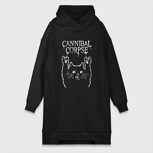 Женская толстовка-платье Cannibal Corpse Рок кот / Черный – фото 1