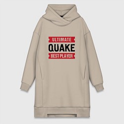 Женское худи-платье Quake: таблички Ultimate и Best Player, цвет: миндальный