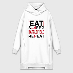 Женская толстовка-платье Надпись: Eat Sleep Battlefield Repeat