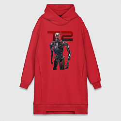 Женское худи-платье Terminator 2 - T800, цвет: красный