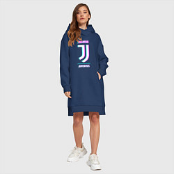 Женское худи-платье Juventus FC в стиле Glitch, цвет: тёмно-синий — фото 2
