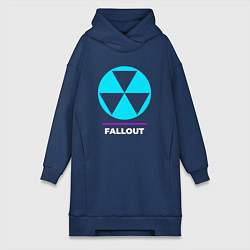 Женское худи-платье Символ Fallout в неоновых цветах, цвет: тёмно-синий