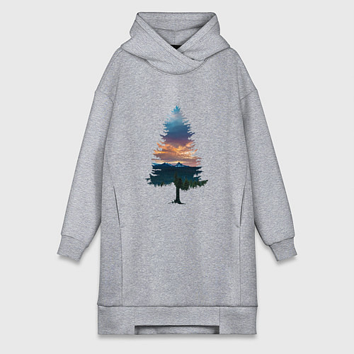 Женская толстовка-платье Лес в ёлке / Меланж – фото 1