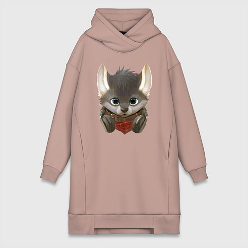 Женская толстовка-платье Волчонок меломан Милашка / Пыльно-розовый – фото 1